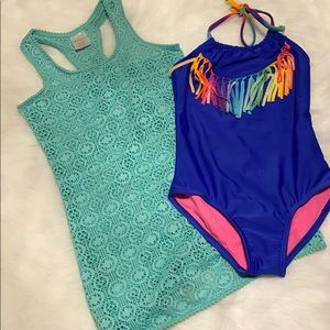 🌈NWOT size 6/6x swimsuit with cover xhilaration